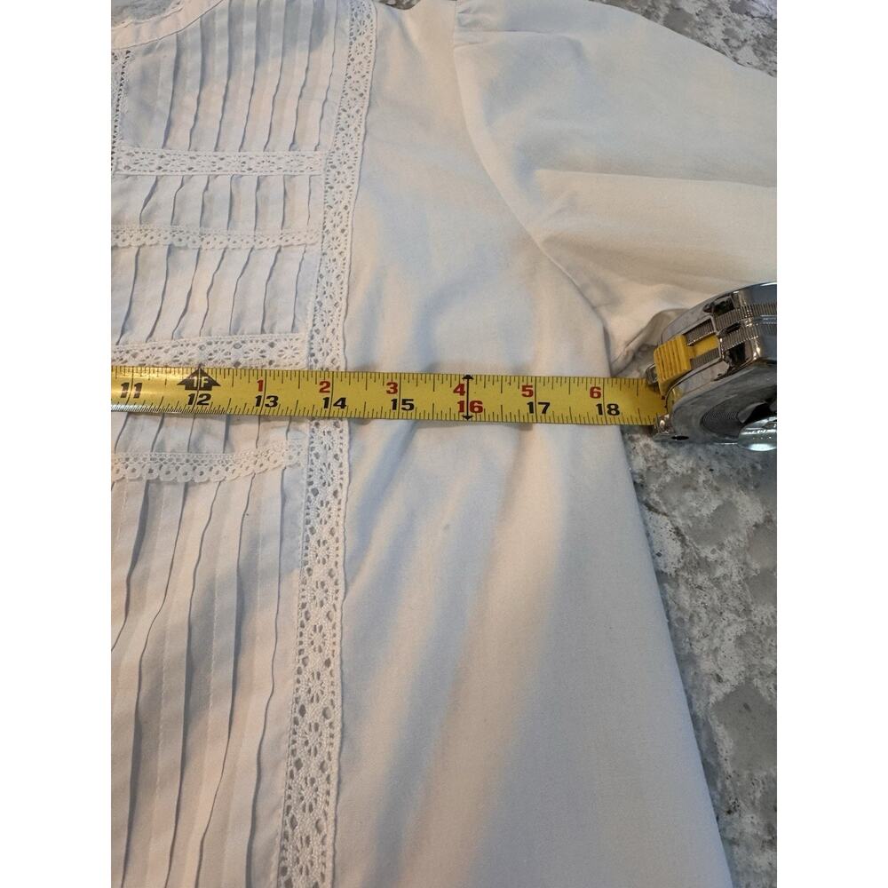 Vintage Orvis Victorian Ruffle Pin-Tuck Lace Blouse S M High Collar, White - Picture 8 of 11